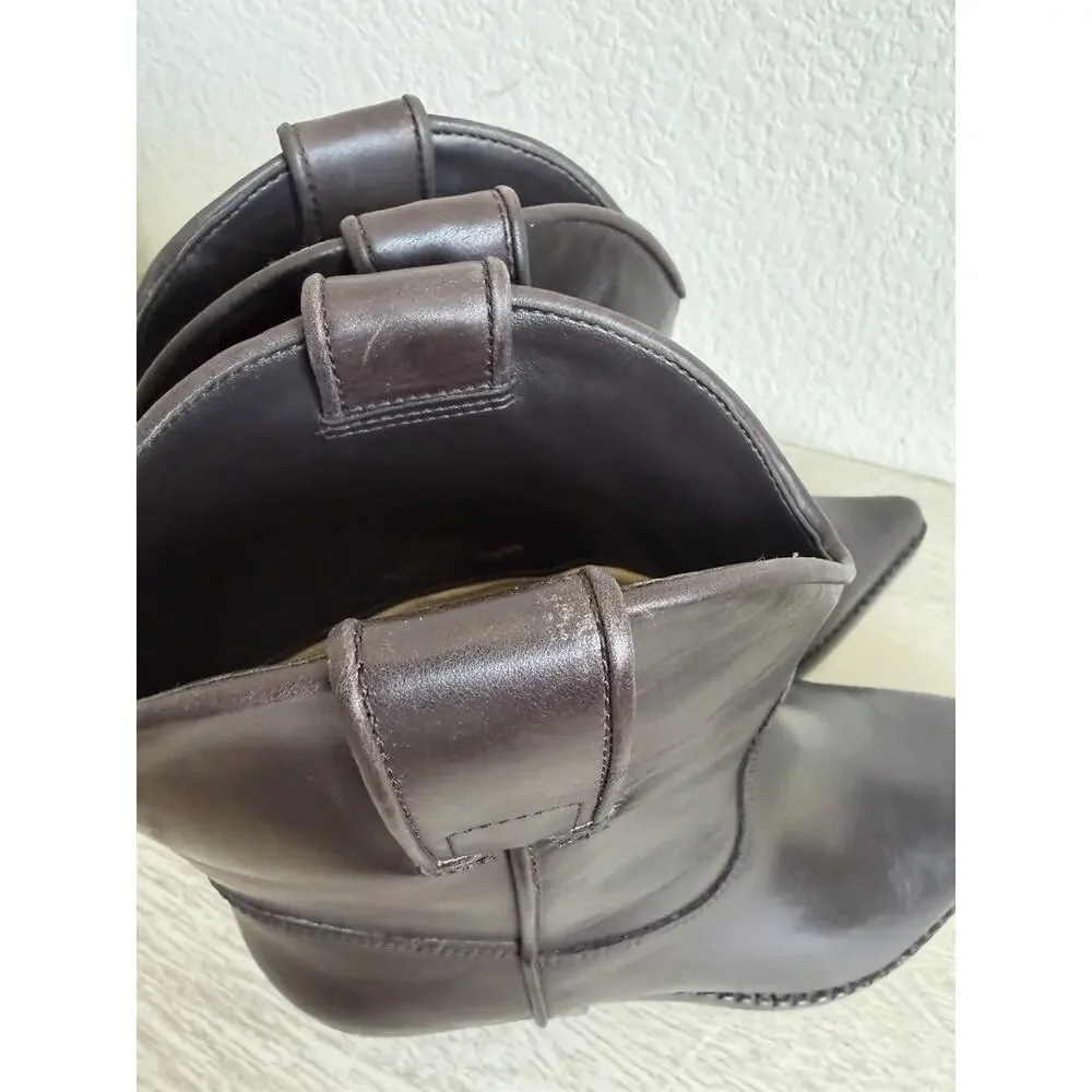 Michael Kors Noemie Women's Brown Leather Pull-On Ankle Bootie Pointed W 5.5